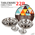 Miniatyrbillede 3 af 8: 22PCS Service Plate Set Rustfrit Stålservice til Udendørs Camping Selvkørende Tur