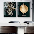 Miniatyrbild 3 av 5: Set med 3 Design Väggaffischer Skog Guldblad Palm Träd Ramlös Väggkonst Dekor För Vardagsrum