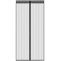 Miniatyrbillede 1 af 5: 90 x 210 Sort Stribet Sommerdør, Selvlukkende Magnetisk Dørnet, Ikke Nødvendig, Let at Installere, Terrassedøre, Veranda, Net