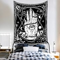 Miniatyrbillede 3 af 4: Tarot Kort Vægtæppe Middelalderlig Europa Spådom Væghæng Psykedelisk Vægtæppe Geometrisk Vægtæppe Hippie Værelses Dekoration til Soveværelse Stue Par