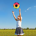 Miniatyrbillede 6 af 8: 9 tommer regnbue fodbold PVC legeplads bold til børn hoppende spark bold til baggård park og strand udendørs sjov