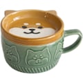 Miniatyrbilde 1 av 5: 2025 Passende Japansk Søt Krus Keramisk Shiba Inu Panda Kaffekopp med Lokk Hjem Par Melk Frokostkopp Vannkopp (Grønn)