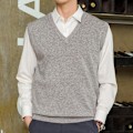 Miniatyrbillede 5 af 5: Herre V-hals Ærmeløs Sweater Vest - Løs og Varm S Lysegrå