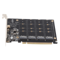 Miniatyrbilde 5 av 8: M.2 NVME SSD til PCIE X16 Adapter 4 Port Høyhastighets 4x32Gbps Soft Raid-kort med individuell LED-indikator for datamaskiner