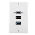 Pikkukuva 2 / 8: US 3-PORT VGA HDMI USB3.0 -liitäntä Seinäasennuspaneelin sovittimen seinäpistorasia