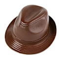 Miniatyrbilde 1 av 4: Brun Trilby-hatt i syntetisk skinn for menn