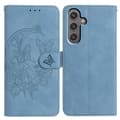 Etui til Samsung Galaxy A56 5G, sommerfugl blomst trykt PU læder pung stativ telefonbeskyttelse Sky Blue