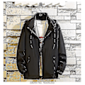 Miniatyrbillede 1 af 5: Herre Plus Size Vindjakke Hætte Bomber Jakke Casual Sportswear XL FARVE Sort