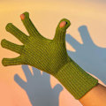 Miniatyrbild 6 av 8: Vinterhandskar 2 fingrar exponerad design akryl fleece enfärgad lång vinter stickade handskar för utomhus inomhus grön