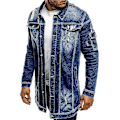 Miniatyrbild 2 av 3: Sliten denimjacka: Snygg ytterplagg med lång ärm för män XL mörkblå