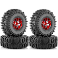Miniatyrbilde 2 av 4: 4 stk. 63 mm 1,0 tommers Beadlock Hjul Dekksett for 1/18 1/24 RC Rød