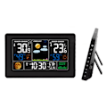 Miniatyrbild 7 av 8: Väderklocka Stor Färgskärm Multifunktionell Väderdisplay Klocka för Inomhus Utomhus Temperatur Luftfuktighet Tryck EU-kontakt 100‑240V