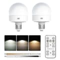 2 rechargeable LED lamps with remote control, 3 color temperatures and timer, E27 socket-jc