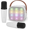 Pikkukuva 1 / 5: Kannettava langaton Bluetooth lasten karaokemikrofoni 2 mikrofonilla, Magic Voice Changer, LED-valo ja HiFi-äänenlaatu