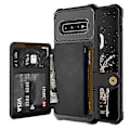 Miniatyrbillede 1 af 5: Til Samsung Galaxy S10+ Magnetisk Wallet Kort Taske Læder Telefon Cover Zekai Sort