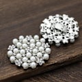 Miniatyrbillede 5 af 5: 2 STK Runde Perler Diamant Festsko Klips Rhinestones Krystaller Bryllup Skinnende Spænder Tilbehør