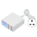 Miniatyrbillede 5 af 8: QC3.0 Multi USB Vægoplader 6 Muti Port USB Adapter Strømstik Hurtigopladningsblok Cube med LED-display 100‑240VUK Stik