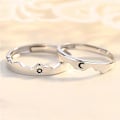 Miniatyrbilde 5 av 8: 2 stk. Hav Åpen Ring Sett Justerbar Personlig Sol Par Åpen Ring for Menn Kvinner Dating