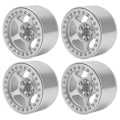 Miniatyrbilde 1 av 8: 4 stk. Beadlock-hjul i aluminiumlegering med fem eiker, lette mikro-crawlerhjul til Axial For SCX10 90046 RC-bilSølv