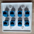 Miniatyrbillede 5 af 5: Ethernet Vægplade 8 Port - Dobbelt Gang Cat6 RJ45 Jack Netværkskabel Frontplade Hun til Hun -