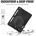 Miniatyrbillede 3 af 5: Stødsikker robust cover til iPad 10.2\" - Sort, 9./8./7. generation, med penneholder, drejeligt stativ, skulderrem, håndrem