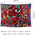 Miniatyrbild 4 av 5: (Ansikte, L / 150x200cm) Psykedelisk Arabesque Tapestry Väggbonad Hippie Väggbonad Abstrakt Retro Mönster Tapestries Magisk Fraktal Tapestry för B