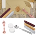Miniatyrbilde 2 av 6: Retro voksforseglingsstempelsett med utskiftbart messinghåndtak - Rose Golden Head