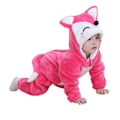 Miniatyrbillede 1 af 5: Dinosaur Onesie med Hætte til Småbørn (6-12 måneder) - Rose Fox