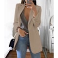 Miniatyrbillede 2 af 5: Rød Lapel Arbejdskontor Blazer Jakke til Kvinder - Casual Langærmet Yderbeklædning