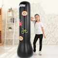 Miniatyrbillede 6 af 8: Tykke oppustelig boksesæk Fritstående tumbler Fitness Stress Release for voksne børn (1,5 M sort)