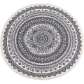Miniatyrbilde 1 av 4: Vaskbart håndvevd, rundt teppe i bomull med dusk - 120 cm diameter for hjem, kjøkken, stue, soverom