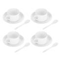 Miniatyrbild 1 av 8: 4 Set Hög Benporslin Kaffe Set Kaffe Mugg med Fat Skål Sked Te Mugg Dryckesvaror