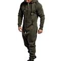 Miniatyrbilde 2 av 4: Herre Army Grønn Hettelue Zip-Up Jumpsuit