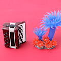 Miniatyrbillede 4 af 8: 6 cm Miniature trærød harmonika Model Instrumental Model med delikat æske musikalsk gave