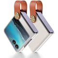 Pikkukuva 1 / 5: Suojaava PU-nahkakotelo yhteensopiva Motorola Razr 40 Ultran kanssa - Mukana käsiremmi, valkoinen