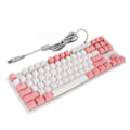 Miniatyrbild 7 av 8: Mekanisk speltangentbord 87 tangenter Blå brytare RGB-bakgrundsbelysning USB-kabelanslutet mekaniskt tangentbord för PC bärbar dator stationär dator vit rosa