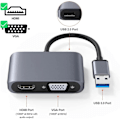 Pikkukuva 2 / 5: USB 3.0 - HDMI VGA -sovitin, USB - HDMI VGA -sovitin, tukee HDMI VGA:ta, 1080p Sync -ulostulo, yhteensopiva Windows 7/8/8.1/10 kanssa, videoadapteri