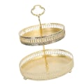 Miniatyrbillede 2 af 8: Dobbelt lag kagefad dekorativ kobber guld kiks dessert display plade til bryllup udhulet lodret korn