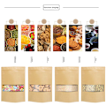Miniatyrbillede 5 af 7: 50 stk. Stand Up Pouch Bags Kraft Pouches med Tear Notch og Matte Vindue Genlukkelige Zip Lock Fødevareopbevaringsposer