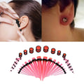 Miniatyrbilde 3 av 3: 36 stk Fasjonable Akryl Båre Øreplugg Taper Expander O Ring Kit Transparent Rosa