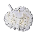 Miniatyrbilde 5 av 5: Rose Blomst Rhinestone Hjerteformet Sateng Sløyfeknute Ringbokspute Bryllupsgave-zzy