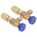 Miniatyrbillede 7 af 8: 2 STK Køleventil Aircondition Kølemiddelkontrolventil Fluorpåfyldningsadapter til R22 R404 R407 1/4SAE gevind