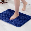 Miniatyrbillede 1 af 5: 1 stk. Entrémåtte Bademåtte Memory Foam Hydrofil Pebble Design Superfin Fiber Skridsikker Blød til Badeværelse Badekar Køkken 50x80CM Mørkeblå