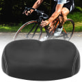 Miniatyrbild 5 av 8: Cykelsadel i PU-läder vidga Bekväm Andas Dämpande Mjuk Cykelsitsdyna Svart