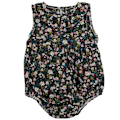Miniatyrbild 1 av 8: Nyfödd baby blommig jumpsuit sommar ärmlös kavajslips body för spädbarn babykläder svart 100cm