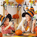 Miniatyrbilde 3 av 5: Halloween Trepynt Pynt i Tre - Skummel Tre-Skive Etikett for Klasserom og Hjemmefester