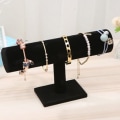 Miniatyrbilde 6 av 8: T Bar Armbånd Holder Flanelett Utseende Delikat Moderne Klokke Display Stand Smykker Display Svart