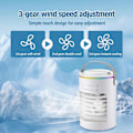 Miniatyrbillede 4 af 5: Bærbar Aircondition Ventilator, 3 Hastigheder Genopladelig Fordampningskøler med 5000 mAh Batteri & 2-8H Timer, 7 Farver LED Lys Mini Køling