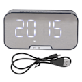 Miniatyrbilde 1 av 8: Speilalarmklokke Bluetooth-høyttaler Gjenladbar digital alarmklokke Bluetooth-høyttaler 7 dagers batterilevetid Kloakklydkvalitet