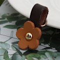 Miniatyrbilde 8 av 8: 5 stk glidelås trekkhoder i delt skinn med blomsterform, DIY klær sytilbehør, brun gul